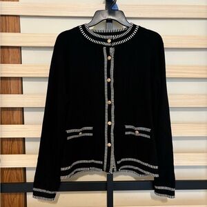 Adrianna Papell Black and White Button Cardigan